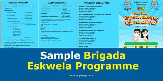 Sample Brigada Eskwela Programme | Helpline PH