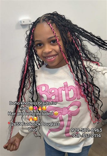 Boho knotless for kids 💖😊🔥hair and boho included 🤩🥰💖🔥🔥 929-502-8963 #kidsbraids #styleforkids #bohobraids #fyp #viral