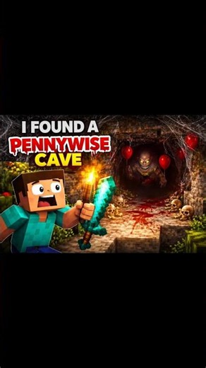 I Found A Pennywise Cave | horror cave #pennywise #creepypasta #minecraft #shortfeed