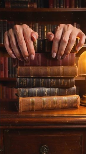 Vintage Book Tapping ASMR | Leather Book Sounds | Cozy Library Atmosphere