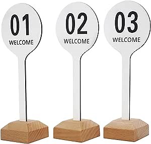 Table Numbers with Support Easels, Labels for Party Buffet, Weddings, Special Events - White - Numbers 1