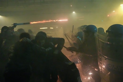 Italian police fire tear gas as protesters clash near Winter Olympics hockey venue