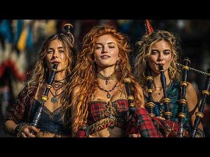 Epic Scottish Women's Bagpipe Army Marching Through Highlands - Powerful Celtic Music Performance