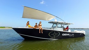 People thought you can only use your outriggers while fishing.. well people thought wrong.. Introducing the ultimate hassle free boat shade! #innovation #demandthebest #boatshade #SHADE Coming Soon! -Multiple Patents Pending- | Gemlux Fishing