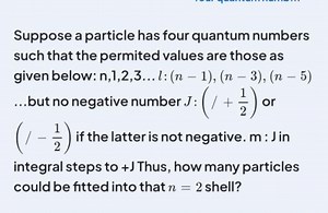Suppose a particle has four quantum numbers such that the permi... | Filo