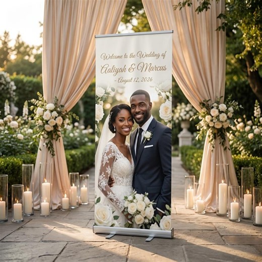 Custom Wedding Welcome Sign, Retractable Banner Stand, Wedding Banner Welcome Sign, Personalized Wedding Event Decor Backdrop, Photo Board - Etsy