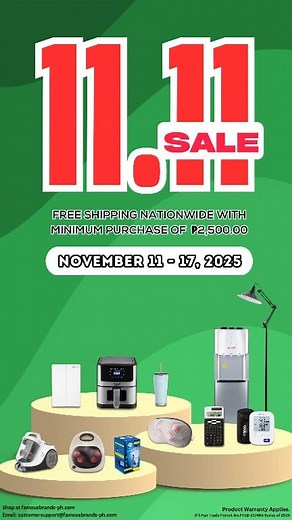 The 11.11 Sale is ON! From November 11 to 17, get everything you need—from home & kitchen appliances to health and wellness products—at BIG discounts! Add to cart now at famousbrands-ph.com 🛒 #famousbrandsstoreph #fbsfinds #sale #discounts #fyp | Famous Brands Store Ph