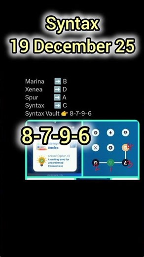 19 December 2025 Syntax Vault Code. Quiz Answers for Xenea, Marine, Spur and Syntax.