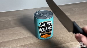 Tin of Beans CAKE! The cupboard essential..... All madeira Cake with chocolate ganache! hand painted with Spectrum Flow colours | The BakeKing