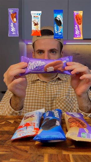 ASMR Chocolate Ice Cream (Milka, Oreo, Kinder) #asmr #chocolate #mukbang #icecream #shorts