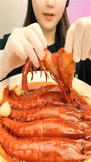 ASMR Spicy Seafood Mukbang 🍤🌶️ #eating #asmr #food #mukbang #shorts #spicy #foodie #seafood