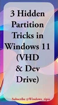​3 Hidden Partition Tricks in Windows 11 (VHD & Dev Drive) #ReFS #partition #shorts #pcbuilding