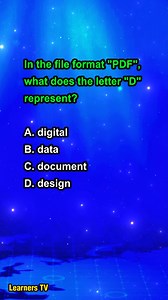 26K views · 380 reactions | In the file format "PDF," what does the letter "D" represent? #learnerstv #abbreviations #acronym #learning | Learners TV | Facebook