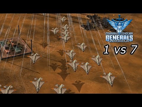[C&C Zero Hour] - 1vs7 - Airforce vs 7 Infantry - Hard Difficulty