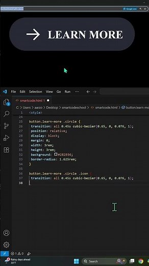 Button Hover Animation in HTML & CSS | Learn More Button Effect #coding #htmlcss
