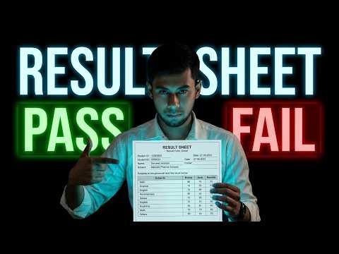 Microsoft Excel worksheet. Result Sheet "PASS" or "FAIL" Making.