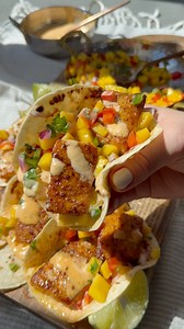 Bronzed Mahi Mahi Tacos with Mango Salsa and Spicy Mayo- they just hit the spot! 😋😋Ingredients: 1 lbs Mahi Mahi (I got it from @hungryroot ) 1/2 tsp of each (salt, paprika, chipotle chili, garlic powder and black pepper) 3 tbs olive oil 6 tortillasLime, for serving Mango Salsa 1 mango, ripe 1/3 bell pepper 1/2 jalepeno 1/4 red onion 1 tbs cilantro 1 lime, juiced 1/2 tsp salt Spicy Mayonnaise 1/2 cup @chosenfoods avocado mayonnaise 1/2 lime, juiced zested 1 tbs sriracha 1 tbs honey Black pepper