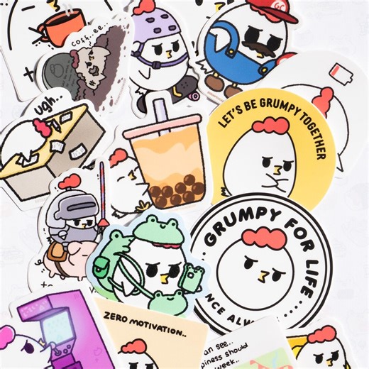 Random Selection of 5, 10, or 15 Grumpy Chicken Waterproof Vinyl Stickers - Etsy