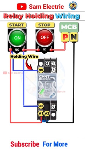 Relay Holding Circuit Wiring l Intermediate Relay Holding wiring l #shorts #connection #wiring
