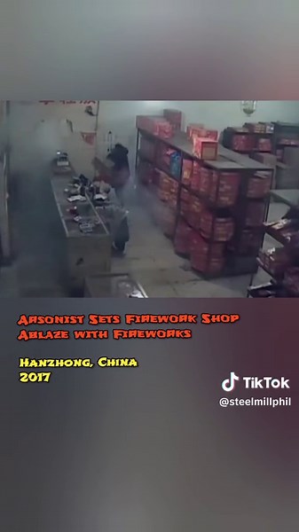 Arsonist Attacks Firework Shop with Fireworks #fireworks #arson #factory #wtf #fire #irony