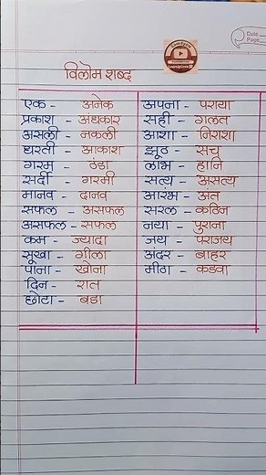 विलोम शब्द vilom shabd/ vilom shabd hindi/opposite words hindi/antonyms hindi/hindi grammer