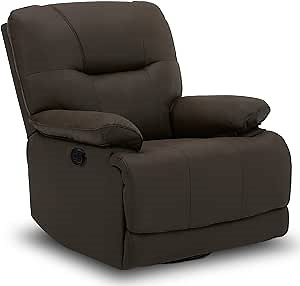 CHITA Manual Recliner Chair for Small Spaces, Swivel Recliner Chairs for Living Room and Nursery, Fabric-Chocolate