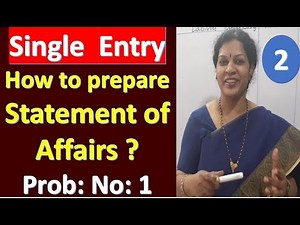 2 Single Entry - "How to prepare Statement of Affairs?" - Problem No: 1