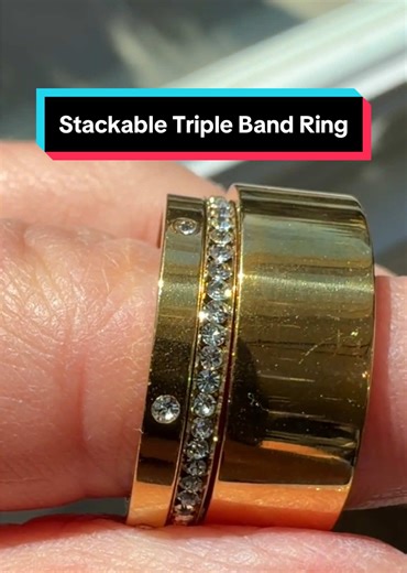 14K gold plated triple band stacking rings! #stackingrings #stackablejewelry #ringstack #layeringjewelry @lumoqi #statementjewelry