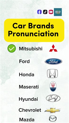 Car Brands Pronunciation in English #conversation #inglesfacil #vocabulary #LIVEIncentiveProgram #ingles