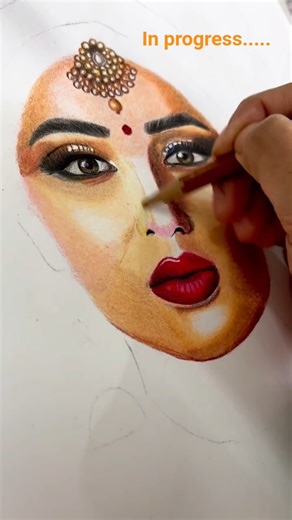 bride's painting #pencilportraits #brideportrait #artncrafts #pencilcolorart