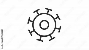 Animated virus mutation icon. Viral evolution line animation. Genetic transformation of virus cell. Microbiology. Black illustration on white background. HD video with alpha channel. Motion graphic