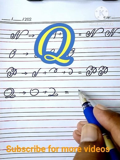 How to write letter Q in Cursive Writing, English handwriting Tutorial Step by Step