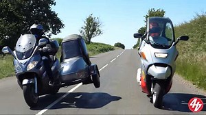 Watch A Piaggio X9 With A Sidecar Battle A BMW C1 In This Series