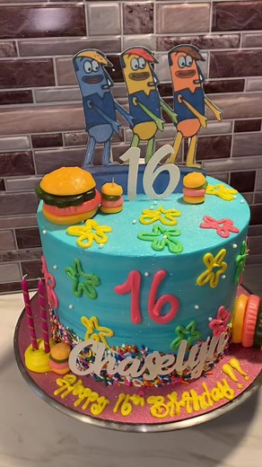 SpongeBob Themed Sweet 16 Birthday Cake with Singing Feature
