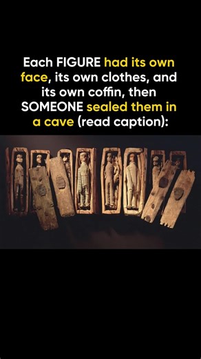 1. 1836, Arthur's Seat, Edinburgh. A group of boys chase rabbits into a cave. Behind a slate slab, they find something strange: 17 tiny wooden coffins arranged in two tiers. Each coffin is about 4 inches long. Each contains a carved wooden figure. The figures are dressed in different fabrics, with painted faces and individual features. They look like dolls. They're arranged like a cemetery. 2. The boys did what boys do. They threw some coffins at each other. Damaged several. By the time an adult