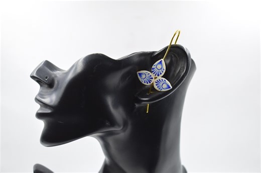 Hand Painted Brass Earcuffs : Indian Jewelry Dangle Hoop Earrings, Daily Wear, Gifts for Her - Etsy