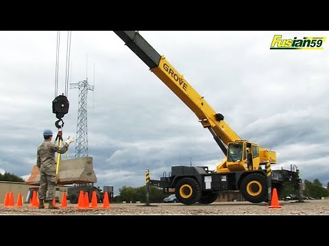 Crane Grove RT650E Moving Concrete Road Barriers In Crane Operator Training