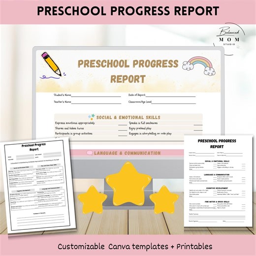 Preschool Progress Report Template: Customizable Homeschool Assessment (digital Download) - Etsy
