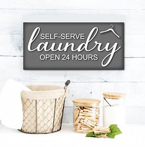 Self Serve Laundry Sign: 24 Hour Laundry Room Decor - Etsy Canada
