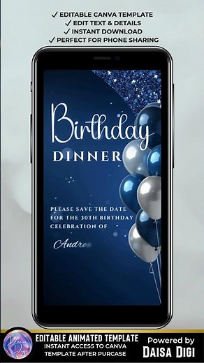 Elegant Save the Date Birthday Invitation Video | Canva Animated Party Invite