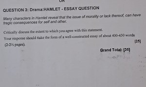 QUESTION 3: Drama: HAMLET - ESSAY QUESTIONMany characters in ... | Filo