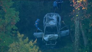 Car crashes into ravine off Interstate 78 in New Jersey, catches fire