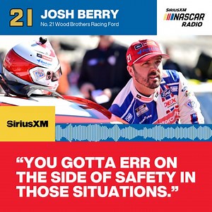 ⚠️ "There's obviously been some inconsistencies [...] we gotta throw those cautions at the end of the race." Wood Brothers Racing driver Josh Berry suffered "nearly a 30 G hit" during the caution that ended the race at Atlanta Motor Speedway on Sunday. More → sxm.app.link/NASCARInterviews | SiriusXM NASCAR Radio