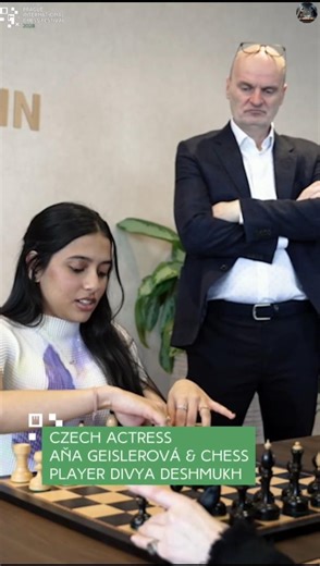 Divya Deshmukh meets Czech Actress Ana Gieslerova 🩷 #chess #divyadeshmukh #trending #ytshorts #new