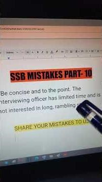 SSB Mistakes 10 #ssbinterview #serviceselectionboard