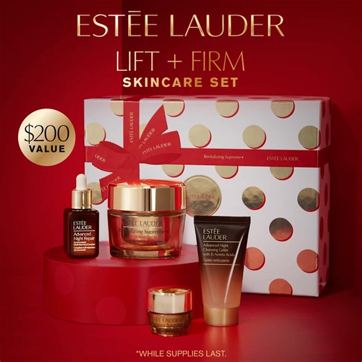 Estée Lauder's Lift Firm Skincare Set has all the faves: Advanced Night Repair Serum, Cleansing Gelée, Revitalizing Supreme Moisturizer & Youth Power Eye Balm. Now the ONLY question is...will you give it or keep it? | Macy's