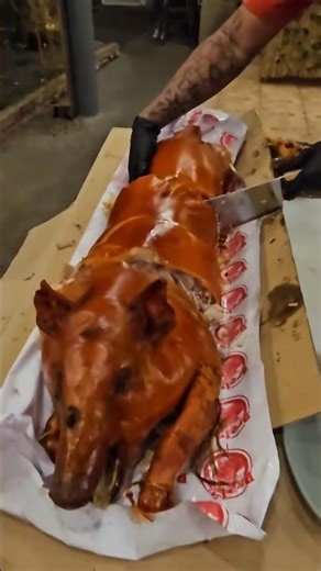 Filipino's best Litson (Lechon) roasted pig cutting and prep #shorts