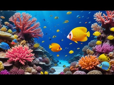 AQUARIUM VIRTUEL n°11 et musique douce, relaxante, zen Poissons de récifs de corail - magnifique !