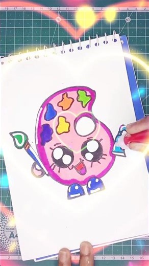 cute easy colour pallet cartoon drawing. #shorts