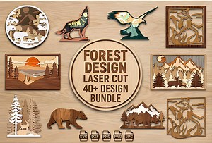 Forest Design Laser Cut Multilayer Mountain Wildlife Wall Art - Etsy